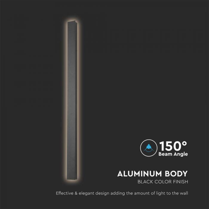 LED LINEAR WALL LIGHT 10W WW 1250lm 150° 510x60x50mm BLACK  IP65