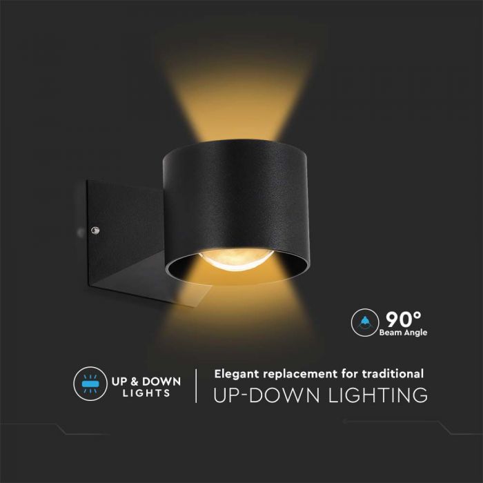 LED WALL LIGHT 5W WW 465lm 90° 90x70x130mm BLACK IP65