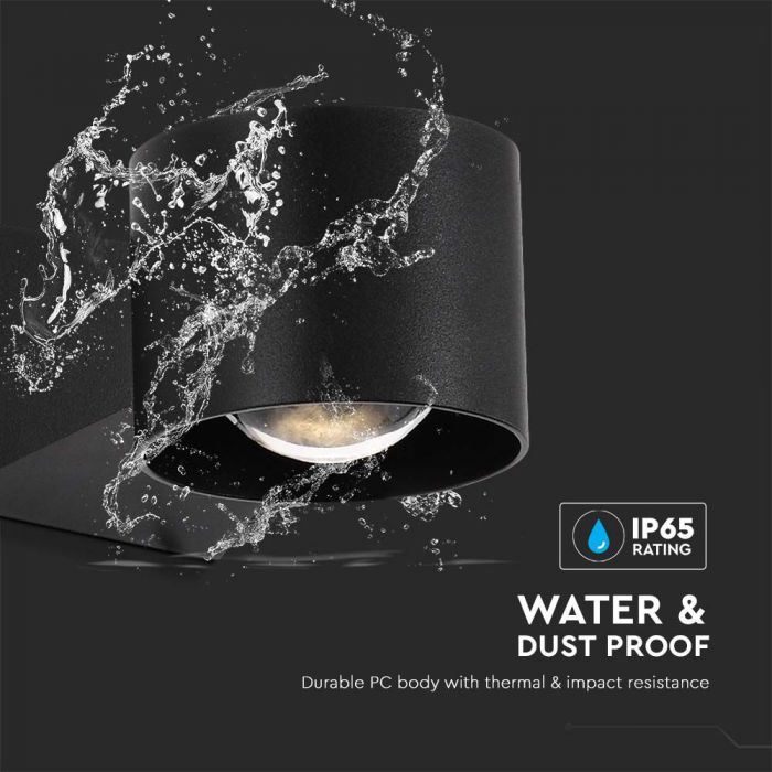 LED WALL LIGHT 5W WW 465lm 90° 90x70x130mm BLACK IP65