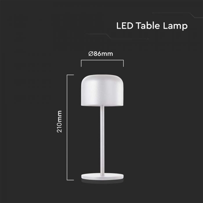 LED TABLE LAMP 1.5W WW+CW 150lm 180° 86x210mm WHITE IP54
