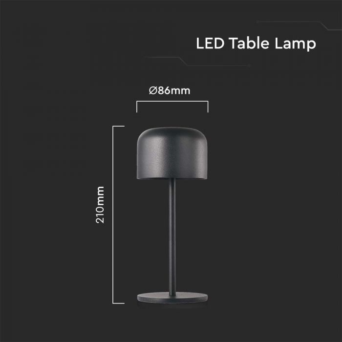 LED TABLE LAMP 1.5W WW+CW 150lm 180° 86x210mm BLACK IP54