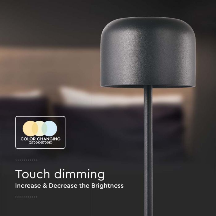 LED TABLE LAMP 1.5W WW+CW 150lm 180° 86x210mm BLACK IP54