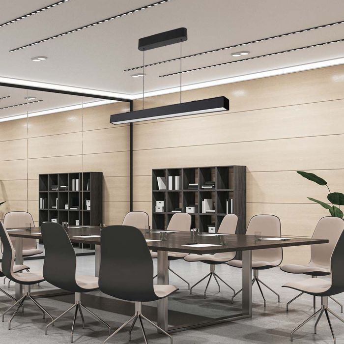 LED LINEAR HANGING LIGHT UP & DOWN 40W 3IN1 3400lm 1210x55x15.8mm BLACK