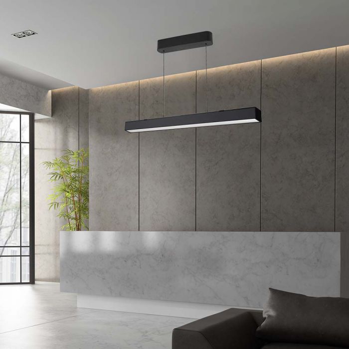 LED LINEAR HANGING LIGHT UP & DOWN 40W 3IN1 3400lm 1210x55x15.8mm BLACK