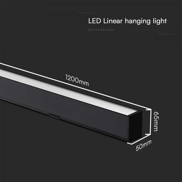 LED LINEAR HANGING LIGHT UP & DOWN 40W 3IN1 3400lm 1210x55x15.8mm BLACK