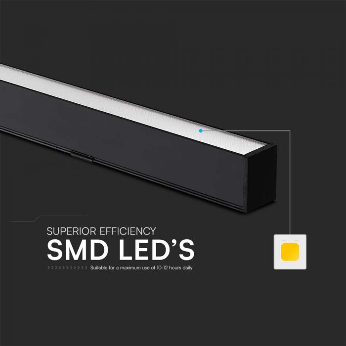 LED LINEAR HANGING LIGHT UP & DOWN 40W 3IN1 3400lm 1210x55x15.8mm BLACK