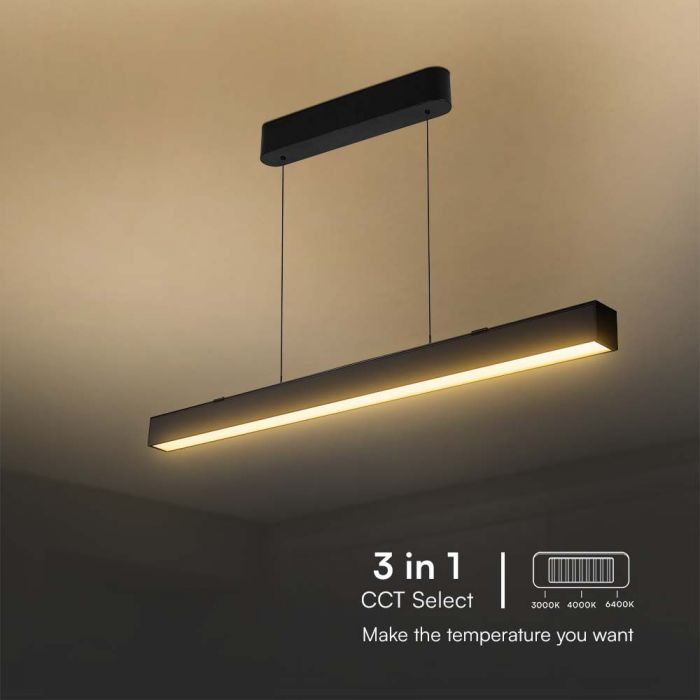 LED LINEAR HANGING LIGHT UP & DOWN 40W 3IN1 3400lm 1210x55x15.8mm BLACK