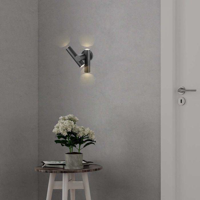 LED SPOT WALL LIGHT 2WAY 6W 620lm DL 172x105x253mm BLACK IP44