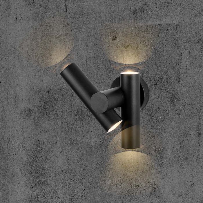 LED SPOT WALL LIGHT 2WAY 6W 620lm DL 172x105x253mm BLACK IP44