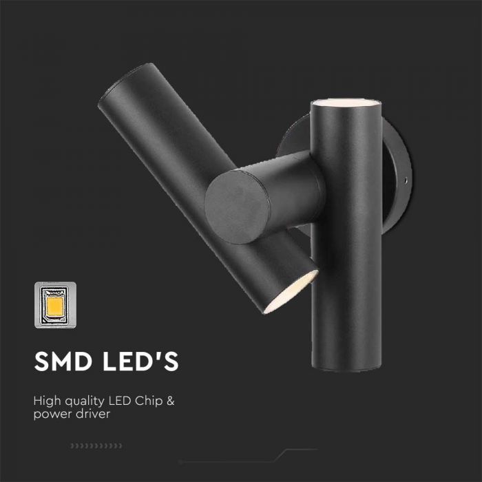 LED SPOT WALL LIGHT 2WAY 6W 620lm DL 172x105x253mm BLACK IP44
