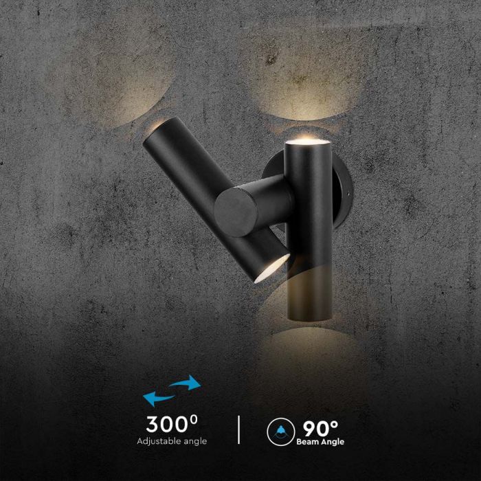 LED SPOT WALL LIGHT 2WAY 6W 620lm WW 172x105x253mm BLACK  IP44