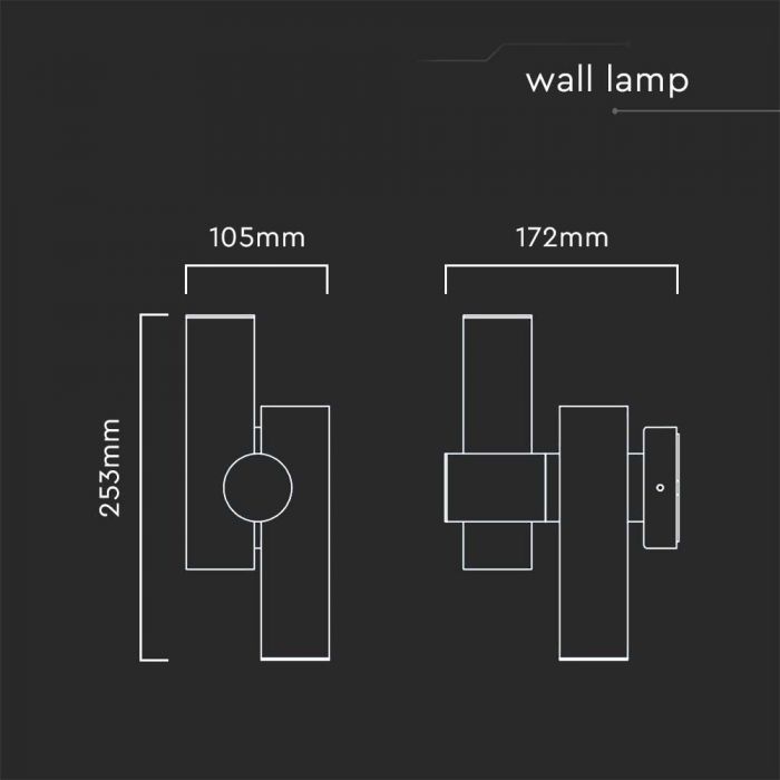 LED SPOT WALL LIGHT 2WAY 6W 620lm WW 172x105x253mm WHITE  IP44
