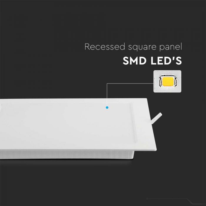 LED BACKLIT RECESSED PANEL 18W CW 1980lm 220.4x220.4x28.8mm SQUARE