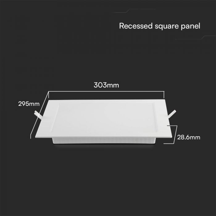 LED BACKLIT RECESSED PANEL 24W DL 2640lm 295x295x28.6mm SQUARE