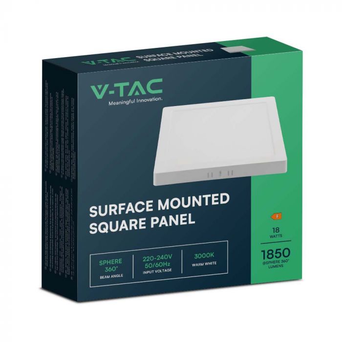 LED BACKLIT SURFACE PANEL 18W WW 1850lm 214x214x31mm SQUARE