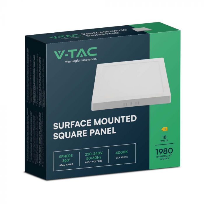 LED BACKLIT SURFACE PANEL 18W CW 1980lm 214x214x31mm SQUARE