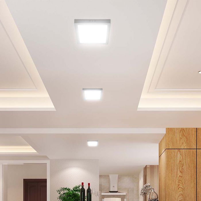 LED BACKLIT SURFACE  PANEL  24W CW 2640lm 287x287x30.7mm SQUARE WHITE