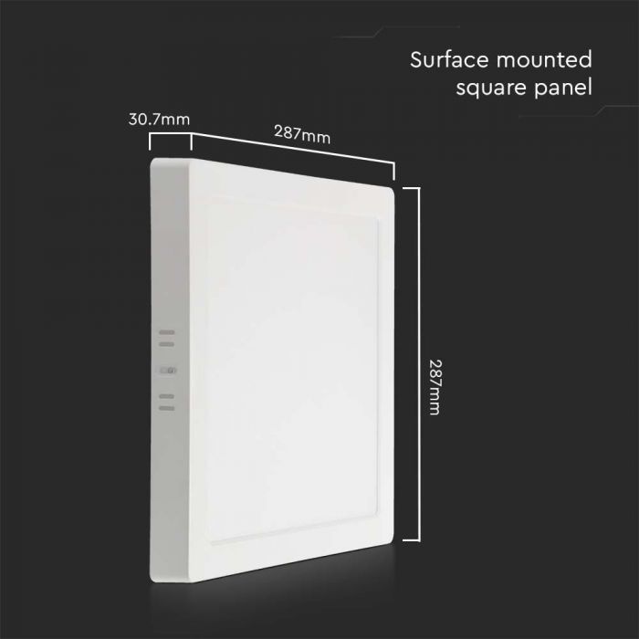 LED BACKLIT SURFACE  PANEL  24W CW 2640lm 287x287x30.7mm SQUARE WHITE