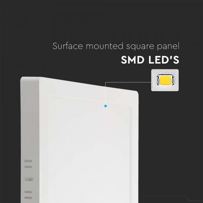 LED BACKLIT SURFACE  PANEL  24W CW 2640lm 287x287x30.7mm SQUARE WHITE