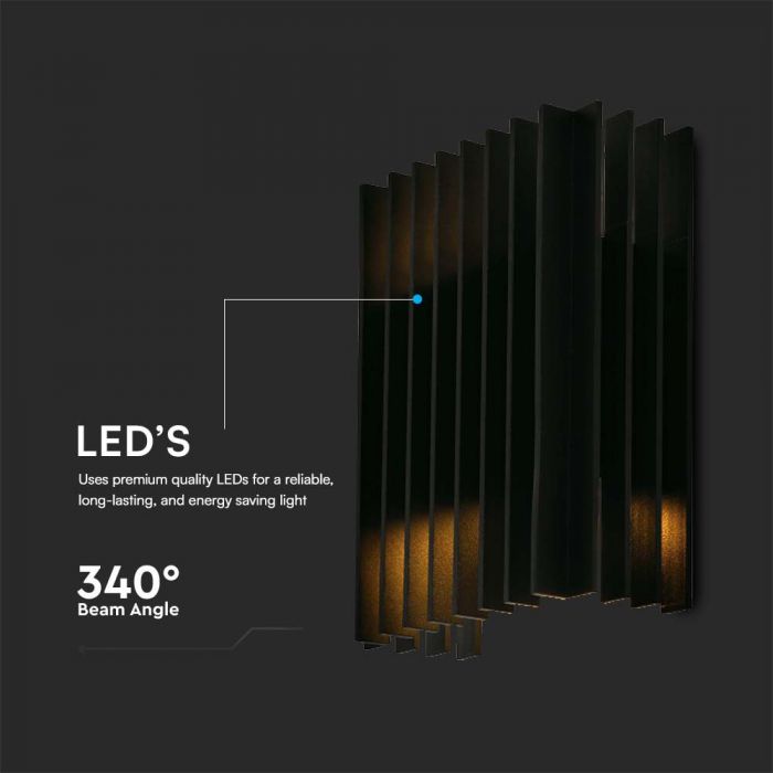 LED OUTDOOR WALL LIGHT 12W DL 1250lm 340° 160x65x200mm BLACK IP65