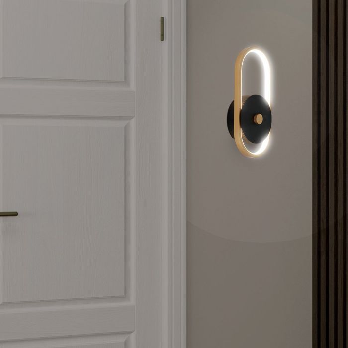 LED OUTDOOR WALL LIGHT 15W DL 1650lm 350° 330x150x44mm BLACK+ANTIQUE BRASS IP54