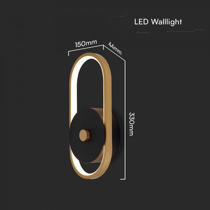 LED OUTDOOR WALL LIGHT 15W DL 1650lm 350° 330x150x44mm BLACK+ANTIQUE BRASS IP54