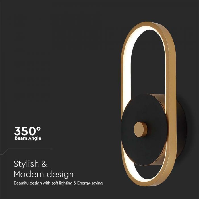 LED OUTDOOR WALL LIGHT 15W DL 1650lm 350° 330x150x44mm BLACK+ANTIQUE BRASS IP54