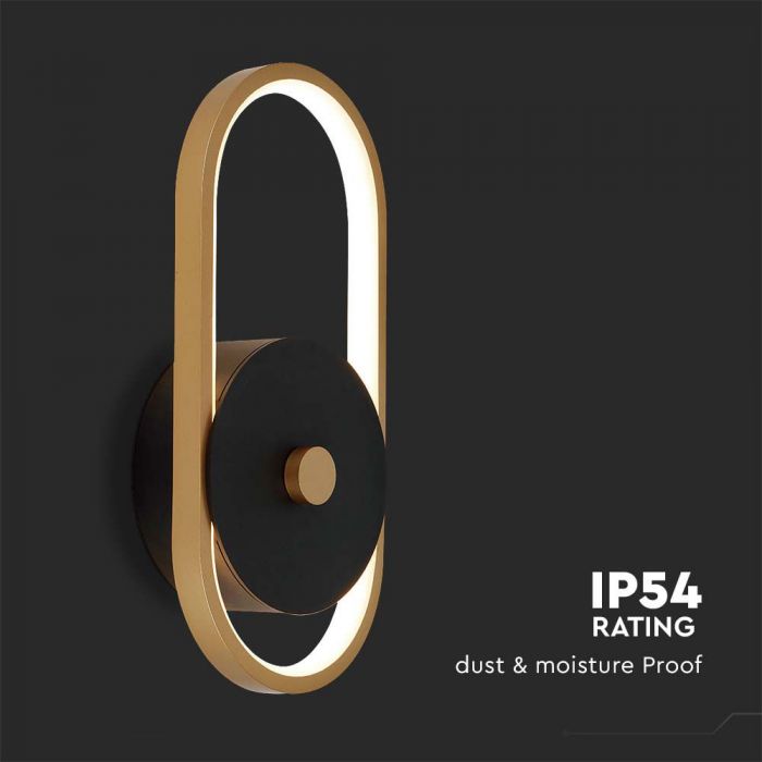 LED OUTDOOR WALL LIGHT 15W WW 1650lm 350° 330x150x44mm BLACK+ANTIQUE BRASS IP54