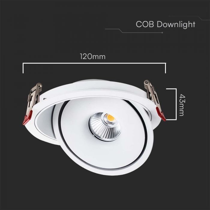 LED COB DOWN LIGHT 12W 3IN1 785lm 25° 120x43mm (105mm) WHITE