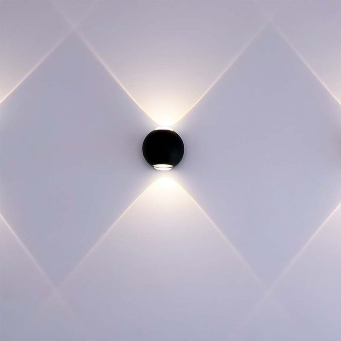 LED WALL LIGHT UP&DOWN 2W DL 200lm 60° 42x40mm BLACK IP54