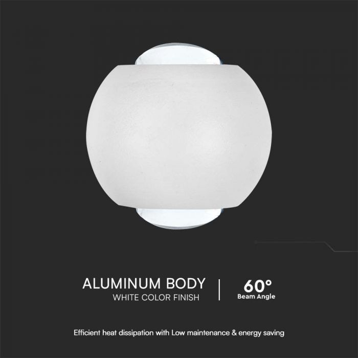LED WALL LIGHT UP&DOWN 2W WW 200lm 60° 42x40mm WHITE IP54