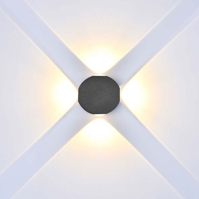 LED WALL LIGHT 4 SIDES 4W WW 390lm 60° 50x50x30mm BLACK IP54