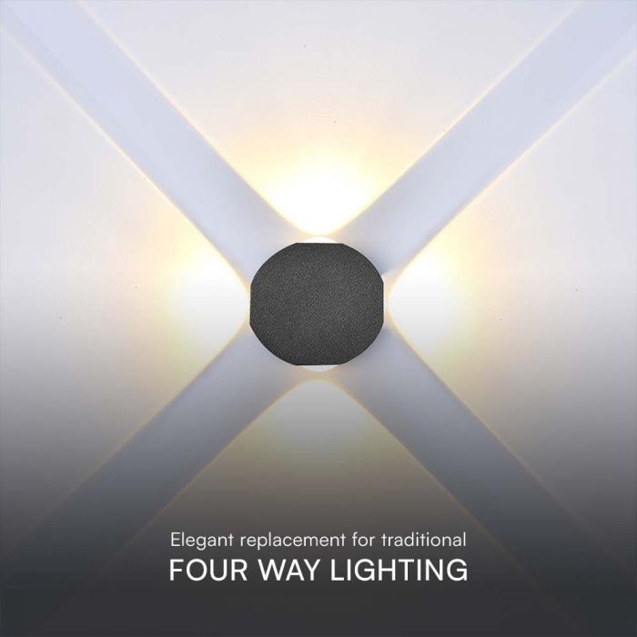 LED WALL LIGHT 4 SIDES 4W WW 390lm 60° 50x50x30mm BLACK IP54