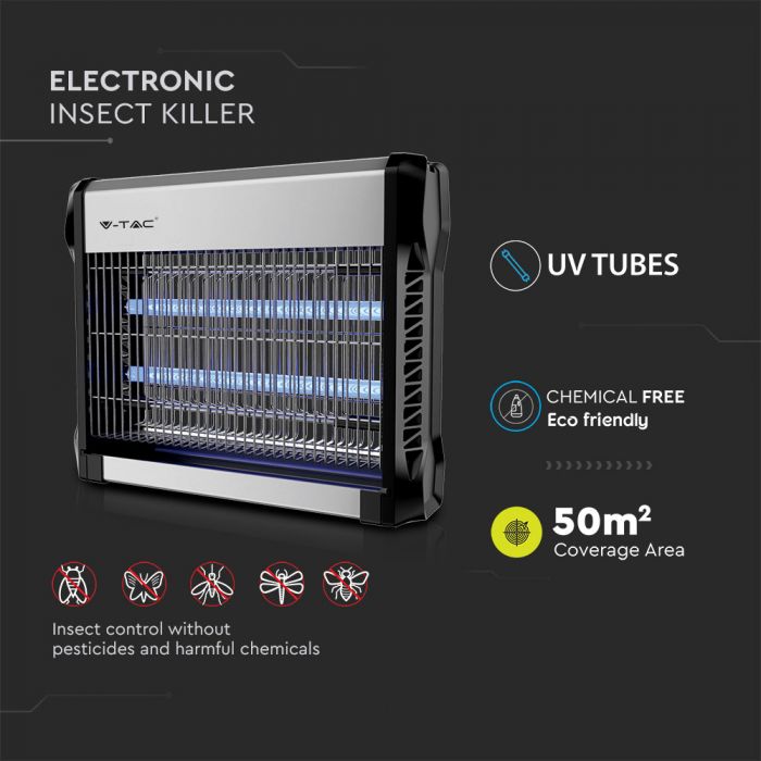 LED ELECTRONIC INSECT KILLER 2X8W 50m² COVERAGE