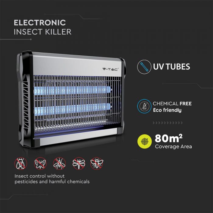 LED ELECTRONIC INSECT KILLER 2X10W 80m² COVERAGE