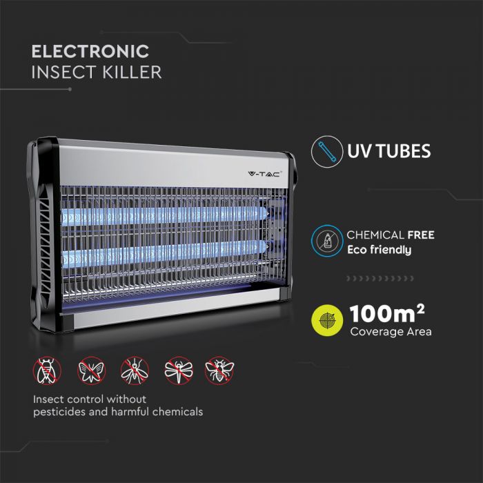 LED ELECTRONIC INSECT KILLER 2X15W 100m² COVERAGE