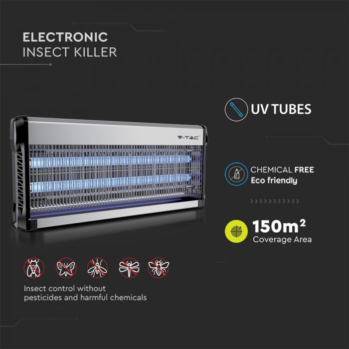 LED ELECTRONIC INSECT KILLER 2X20W 150m² COVERAGE