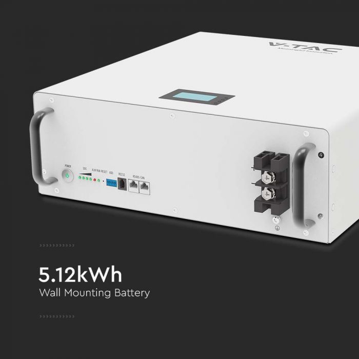 BATTERY STORAGE 5.12kWh 100Ah WALL Mounting Lithium 6000 CYCLES 443x450x150mm 10YRS WARRANTY