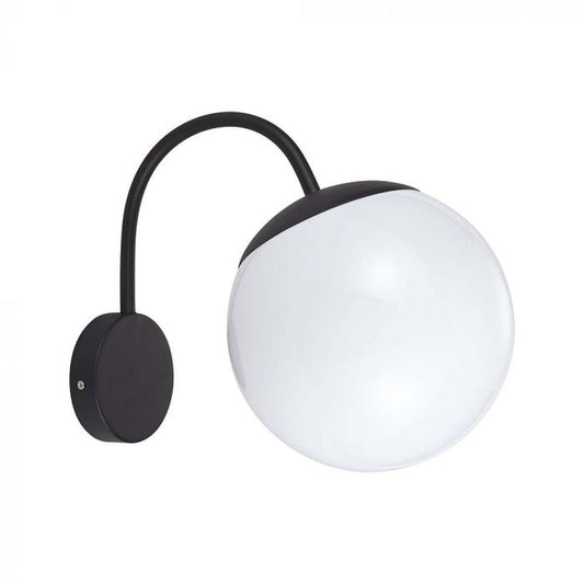 LED WALL LIGHT E27 MAT BLACK OPAL PLASTIC C BALL DOWN 325x200x250mm