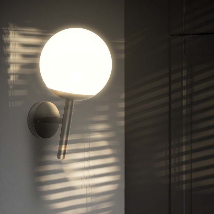 LED WALL LIGHT E27 MAT BLACK OPAL PLASTIC C BALL UP 240x200x365mm