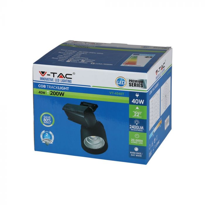 LED EURO TRACK LIGHT COB LIGHT 40W 2400lm 5000K 24° 225X185X138