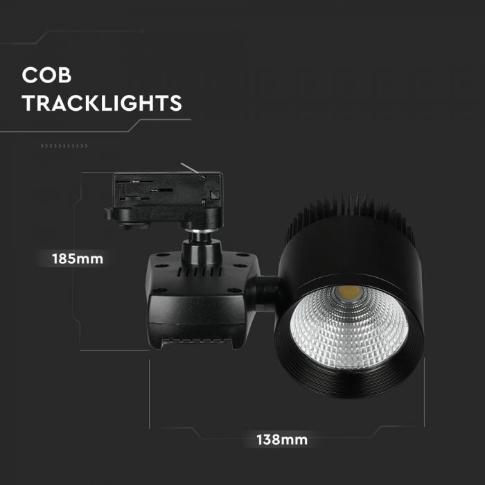 LED EURO TRACK LIGHT COB LIGHT 40W 2400lm 5000K 24° 225X185X138