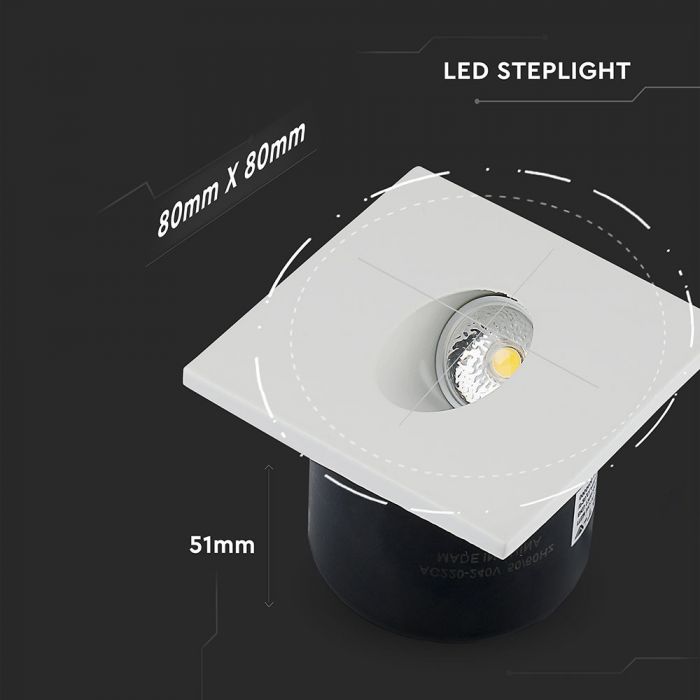 3W LED Steplight Square Natural White