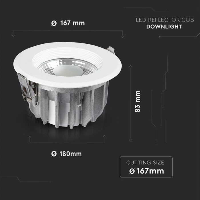 LED COB DOWNLIGHT HIGH LUMENS 20W WW 2400lm 120° 180X83 (167) A++
