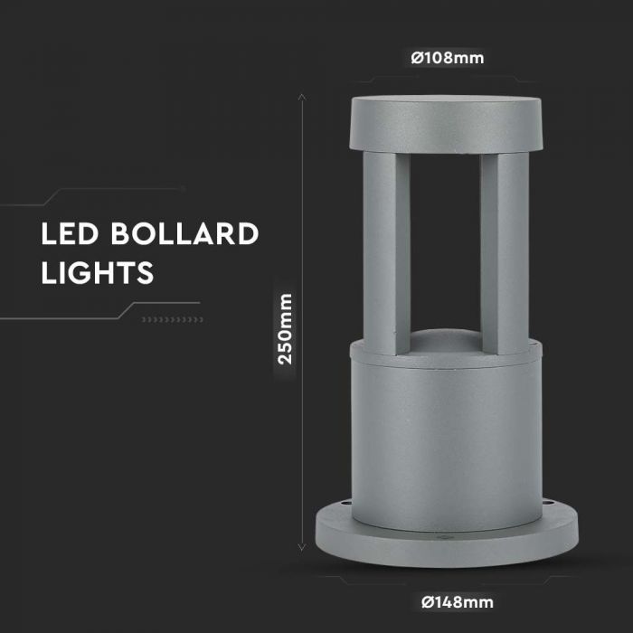 LED GARDEN LIGHT ALUMINIUM 10W 1000lm WW 72° 108X250 IP65 GREY