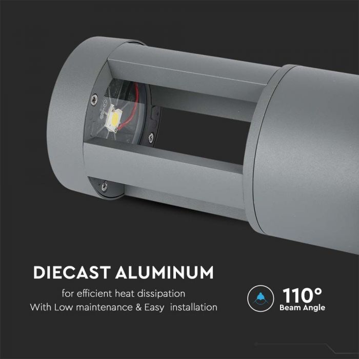 LED GARDEN LIGHT ALUMINIUM 10W 1000lm WW 72° 108X250 IP65 GREY