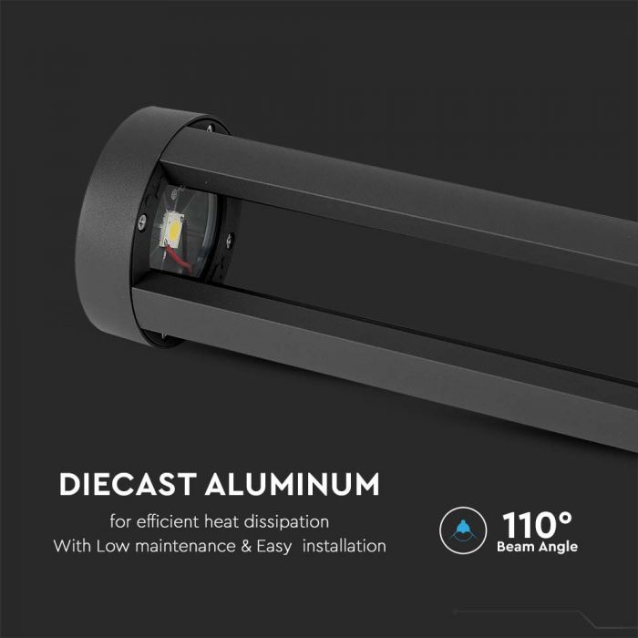 LED GARDEN LIGHT ALUMINIUM 10W 1000lm CW 110° 148x108X800 IP65 BLACK