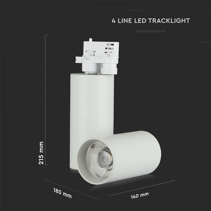 30W LED Track Light CRI>95 White Body White