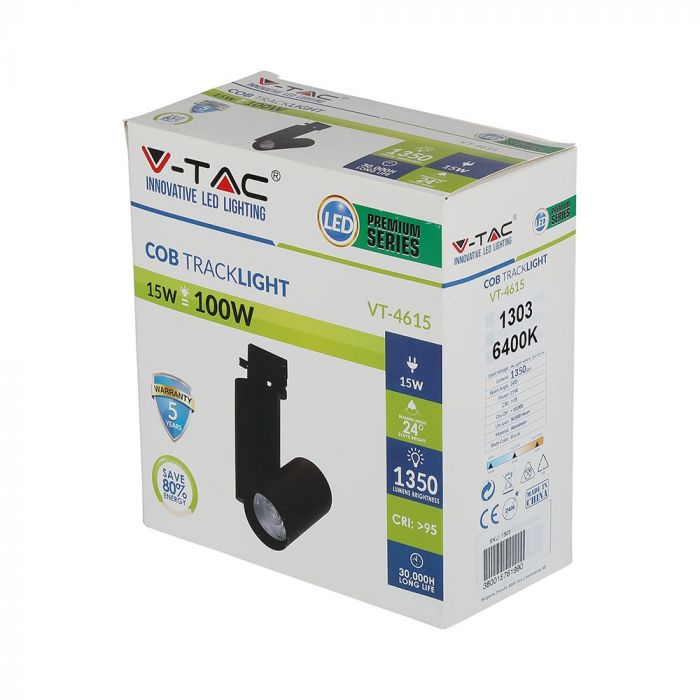 LED TRACK COB LIGHT 15W 1350lm DL 24° 180X97X155 4-LINE BLACK