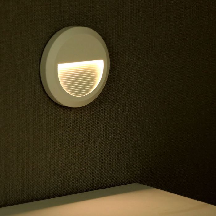 LED STEP LIGHT ROUND 2W 55° 60lm WW 150X27 WHITE IP65